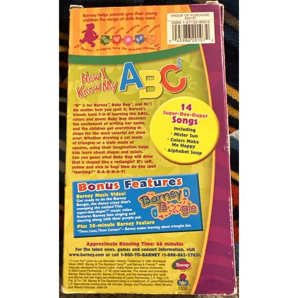 Barney VHS Now I Know My ABC’s 2004 HiT Entertainment Cartoon Rare - Picture 2 of 3